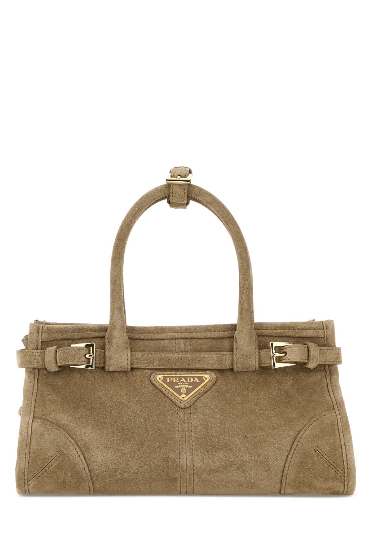 Prada Women Sand Suede Mini Prada Bonnie Handbag