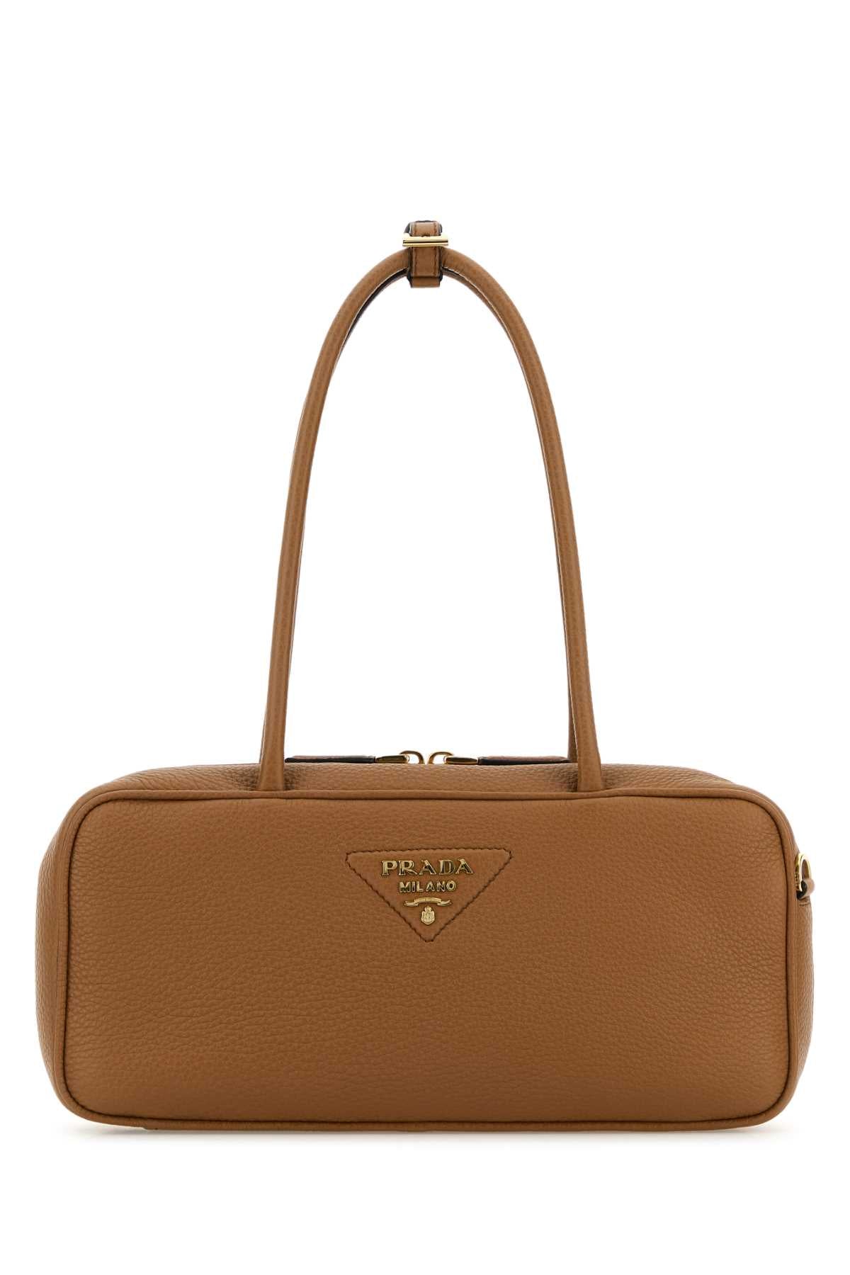Prada Women Caramel Leather Shoulder Bag