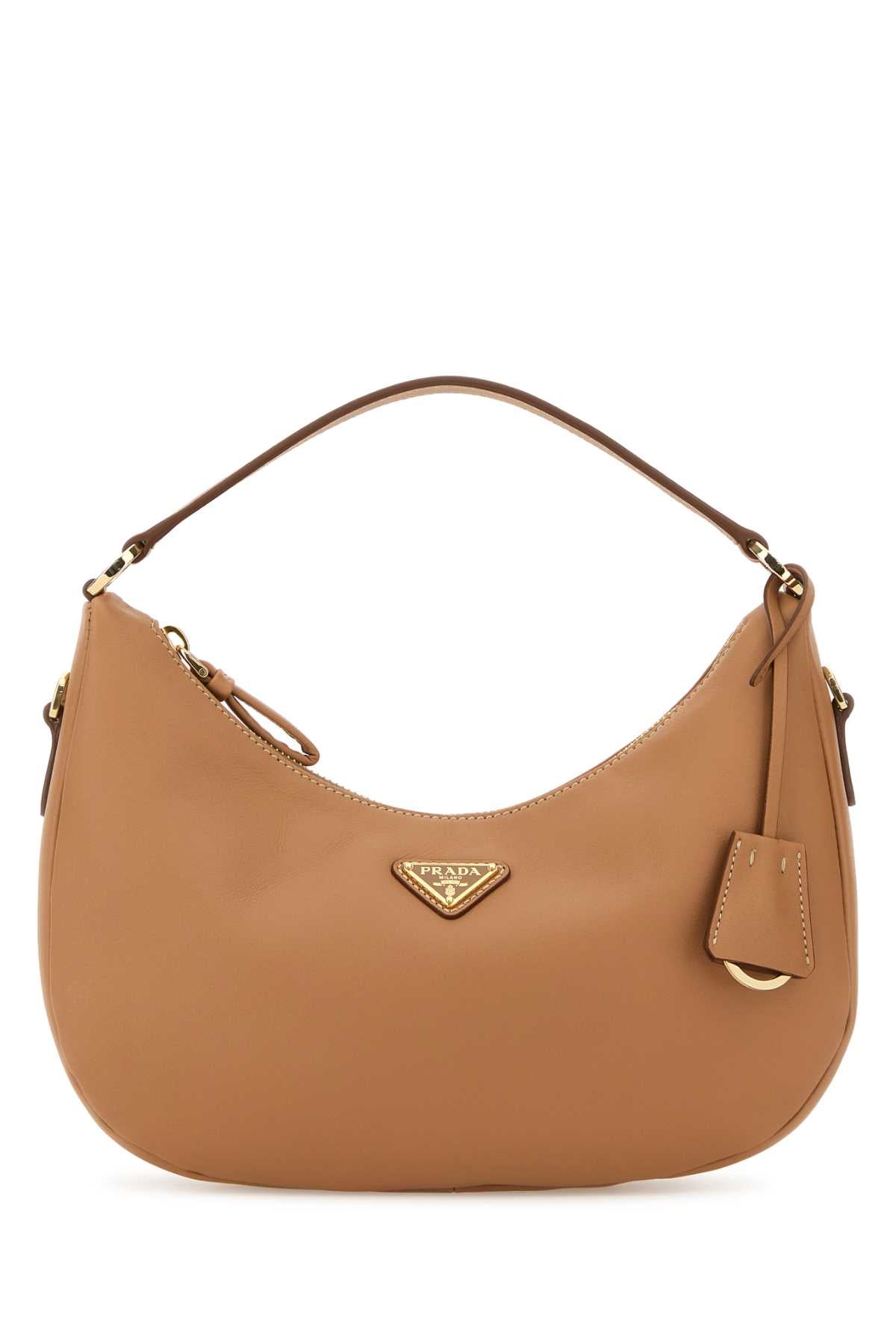 Prada Women Camel Leather Handbag