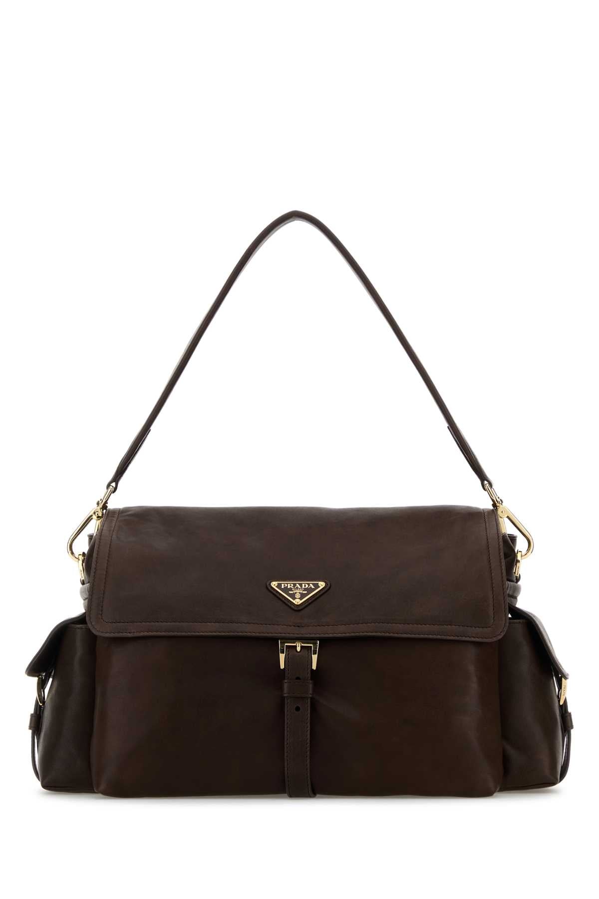 PRADA Prada Women Dark Brown Leather Shoulder Bag