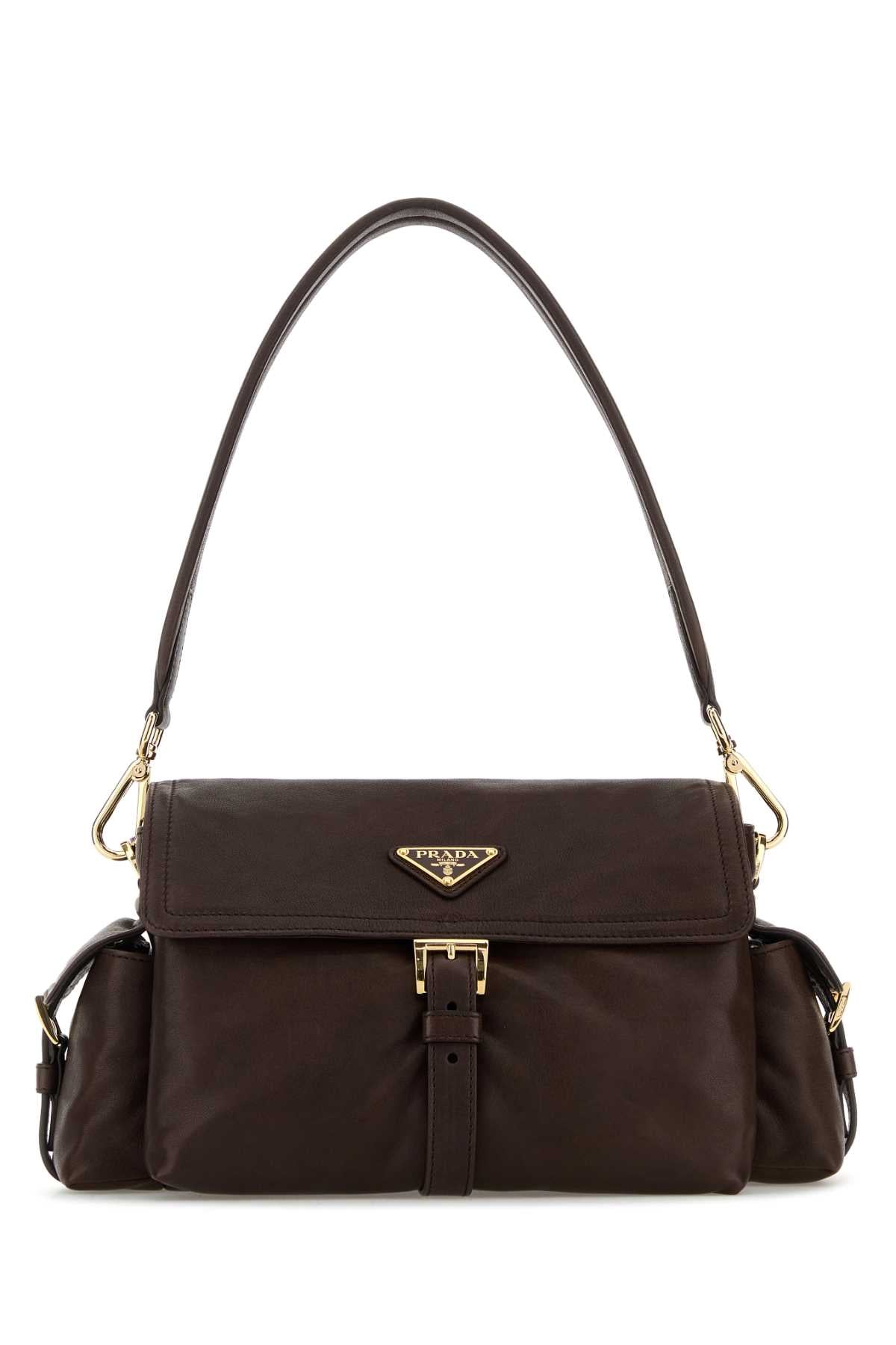 Prada Women Dark Brown Nappa Leather Prada Explore Shoulder Bag