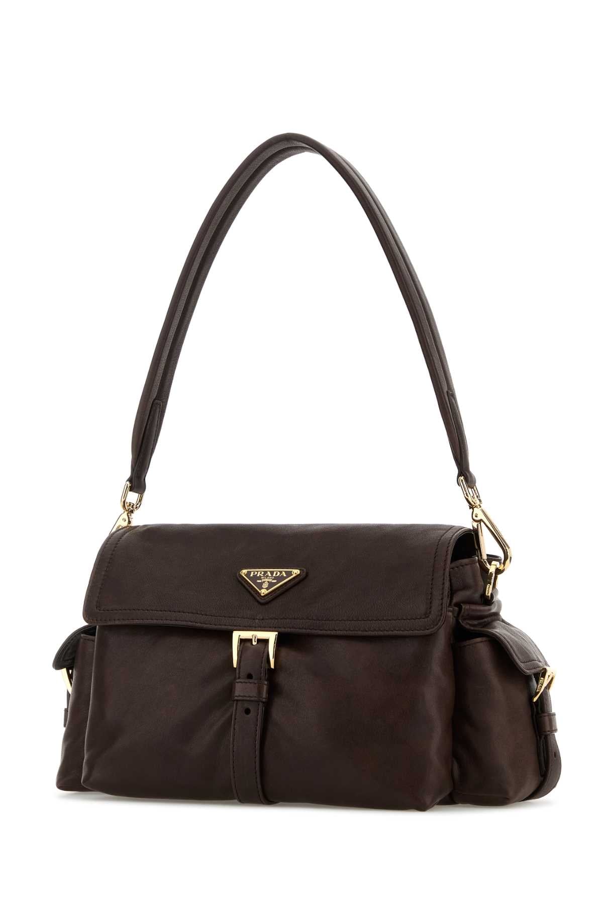 Prada Women Dark Brown Nappa Leather Prada Explore Shoulder Bag