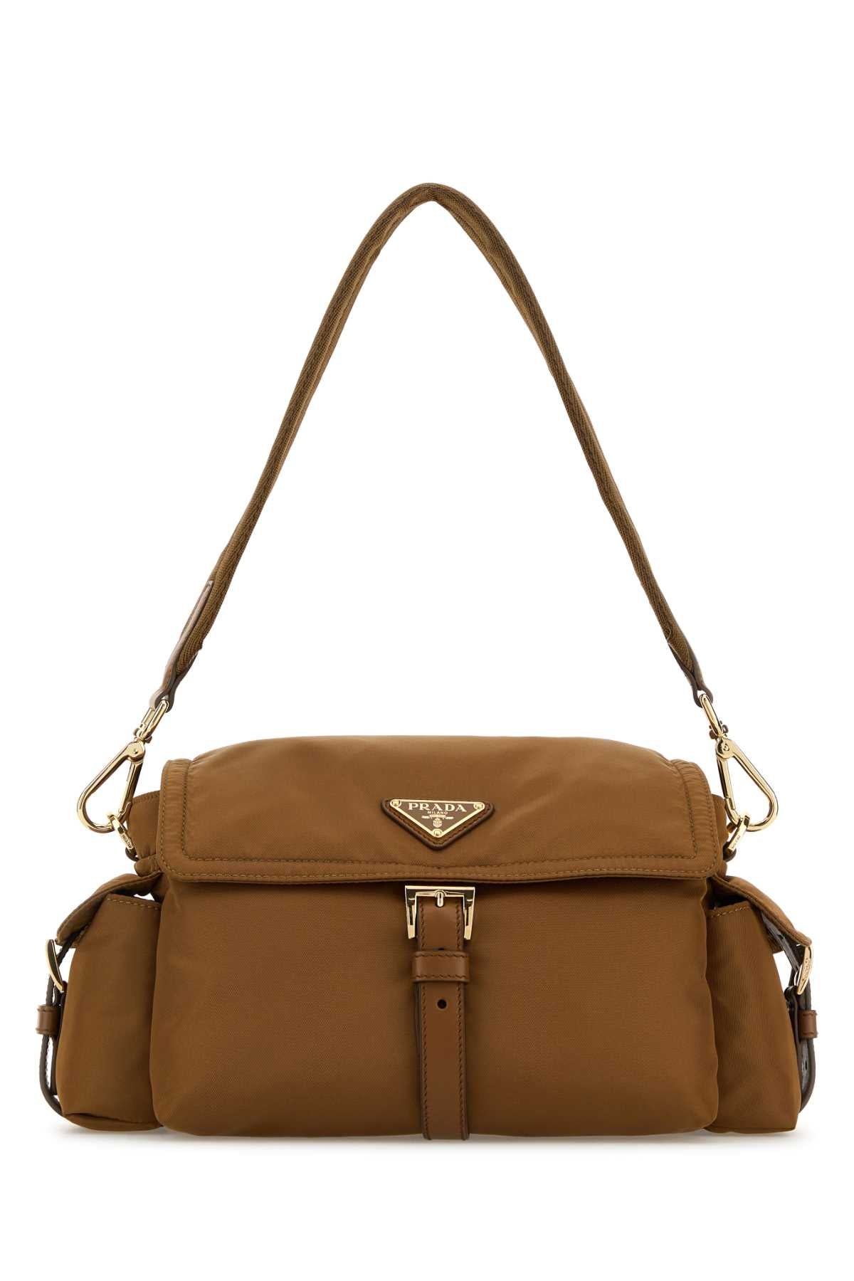 Prada Women Camel Re-Nylon Shoulder Bag