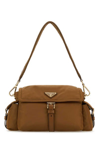 Prada Women Camel Re-Nylon Shoulder Bag