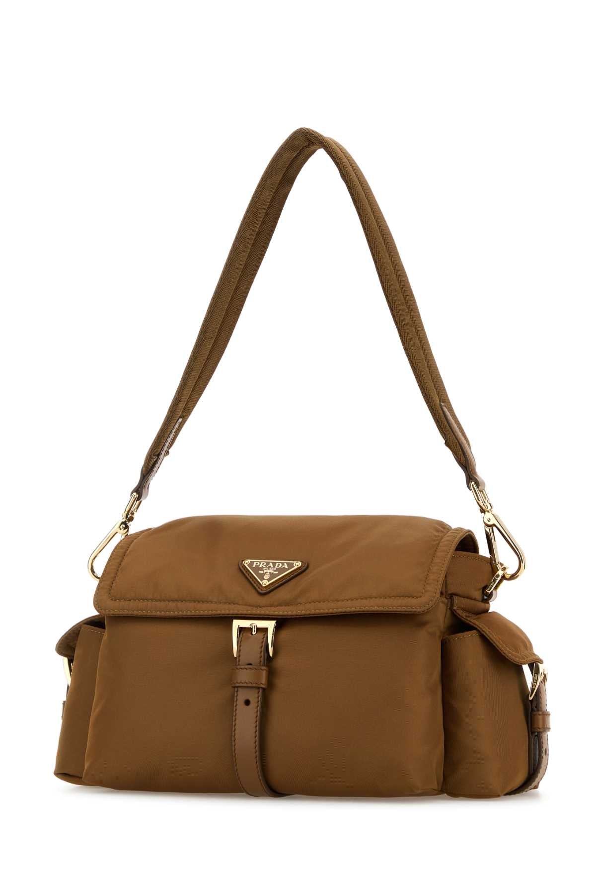 Prada Women Camel Re-Nylon Shoulder Bag