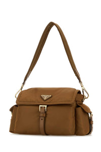Prada Women Camel Re-Nylon Shoulder Bag