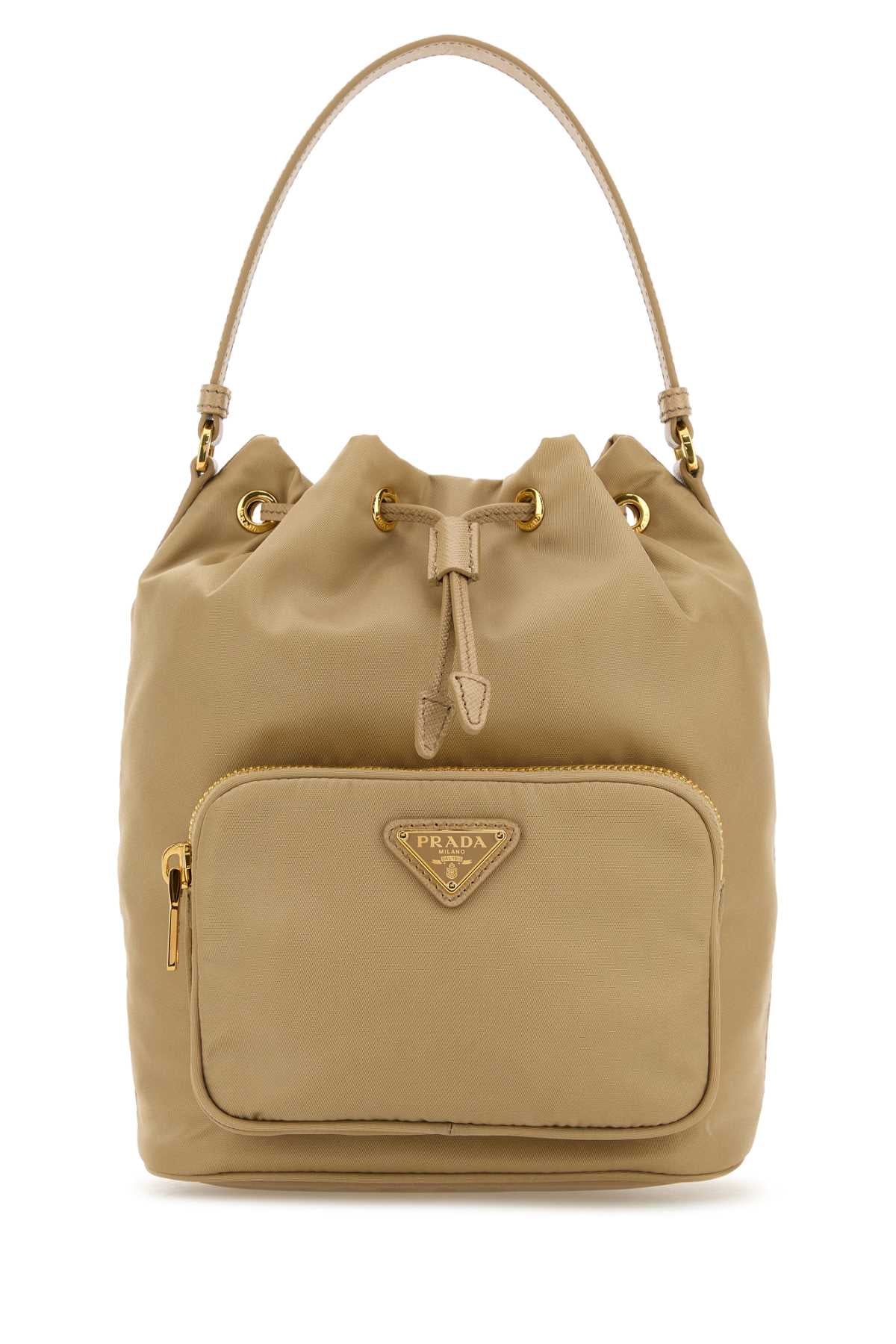 Prada Women Beige Re-Nylon Duet Bucket Bag