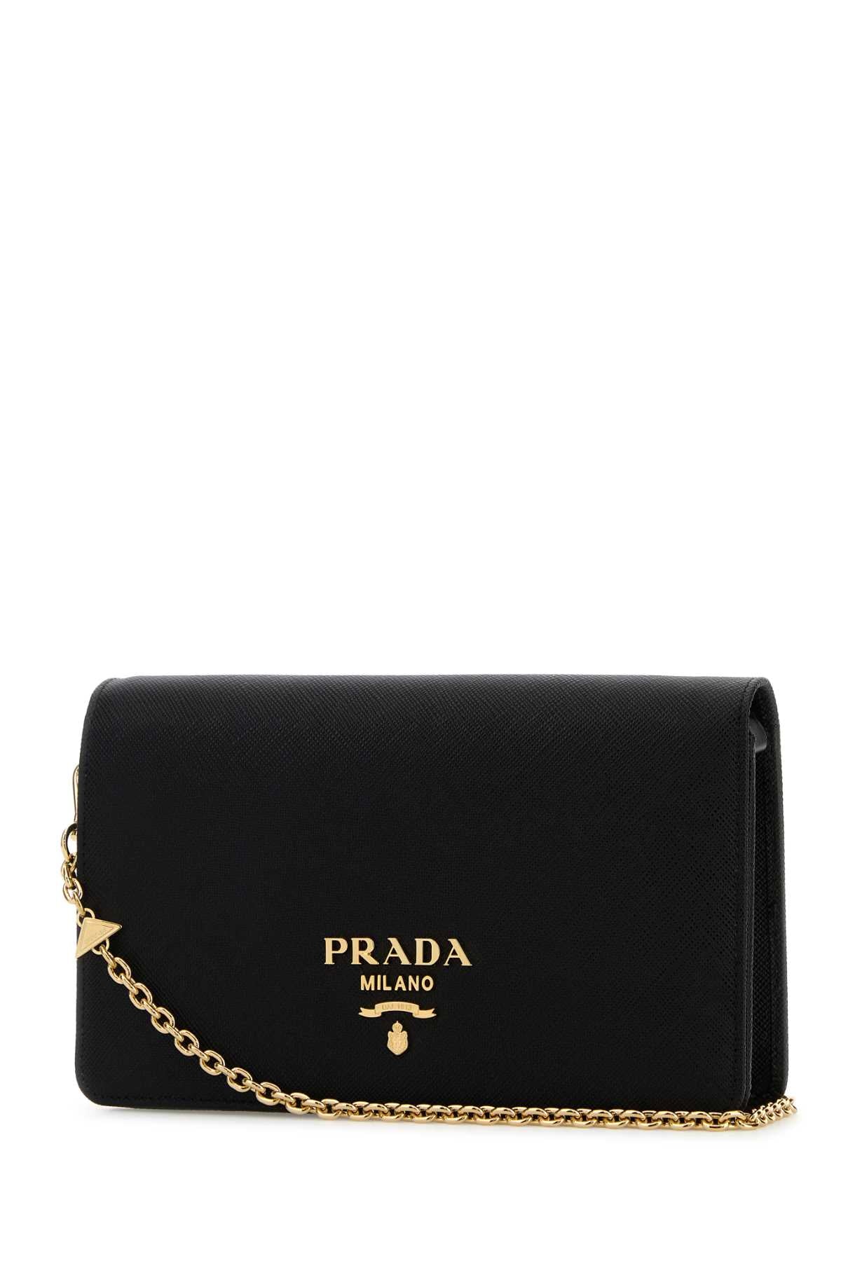 Prada Women Black Leather Mini Shoulder Strap