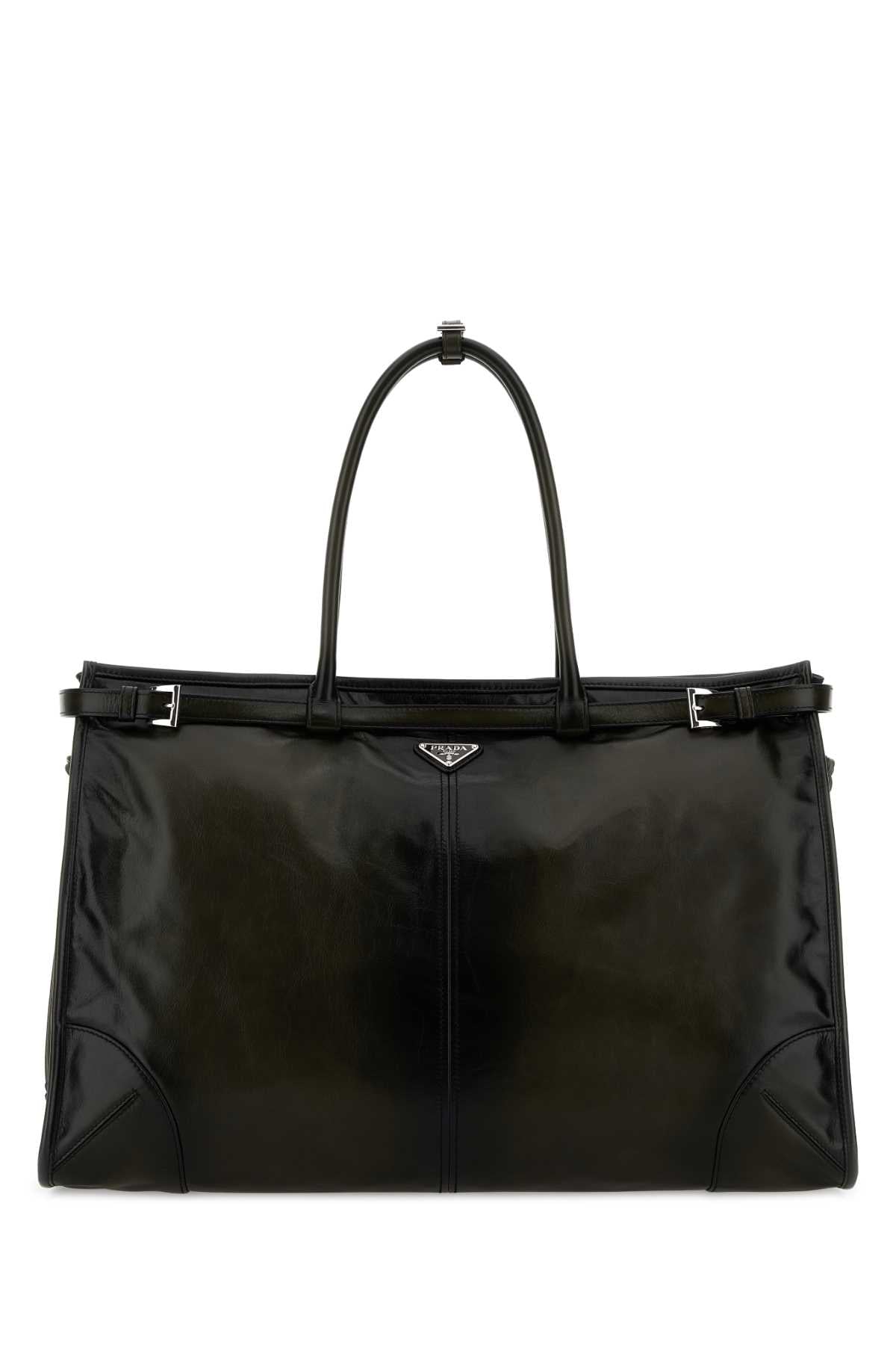 Prada Men Dark Green Leather Prada Bonnie Shopping Bag