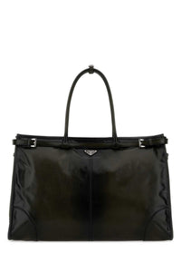 Prada Men Dark Green Leather Prada Bonnie Shopping Bag
