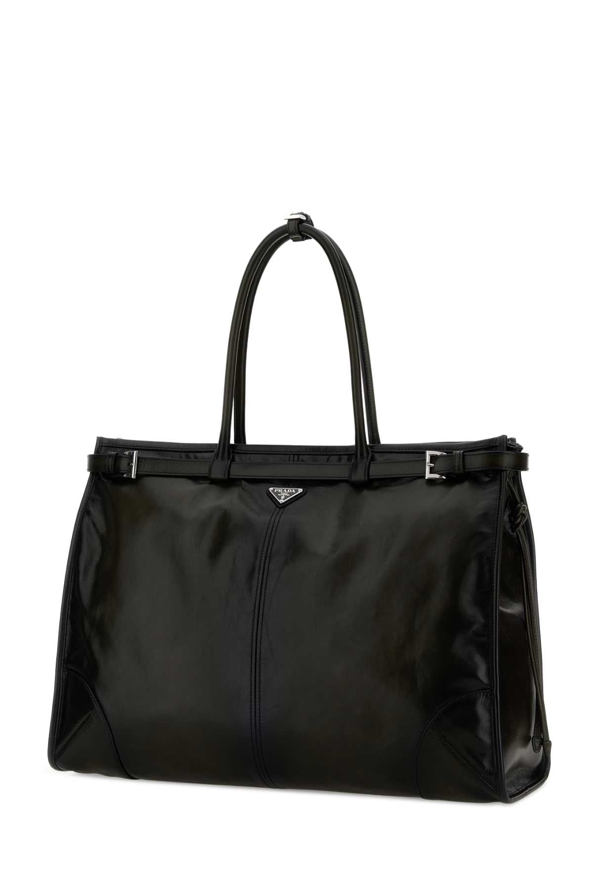 Prada Men Dark Green Leather Prada Bonnie Shopping Bag