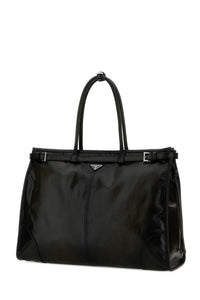 Prada Men Dark Green Leather Prada Bonnie Shopping Bag