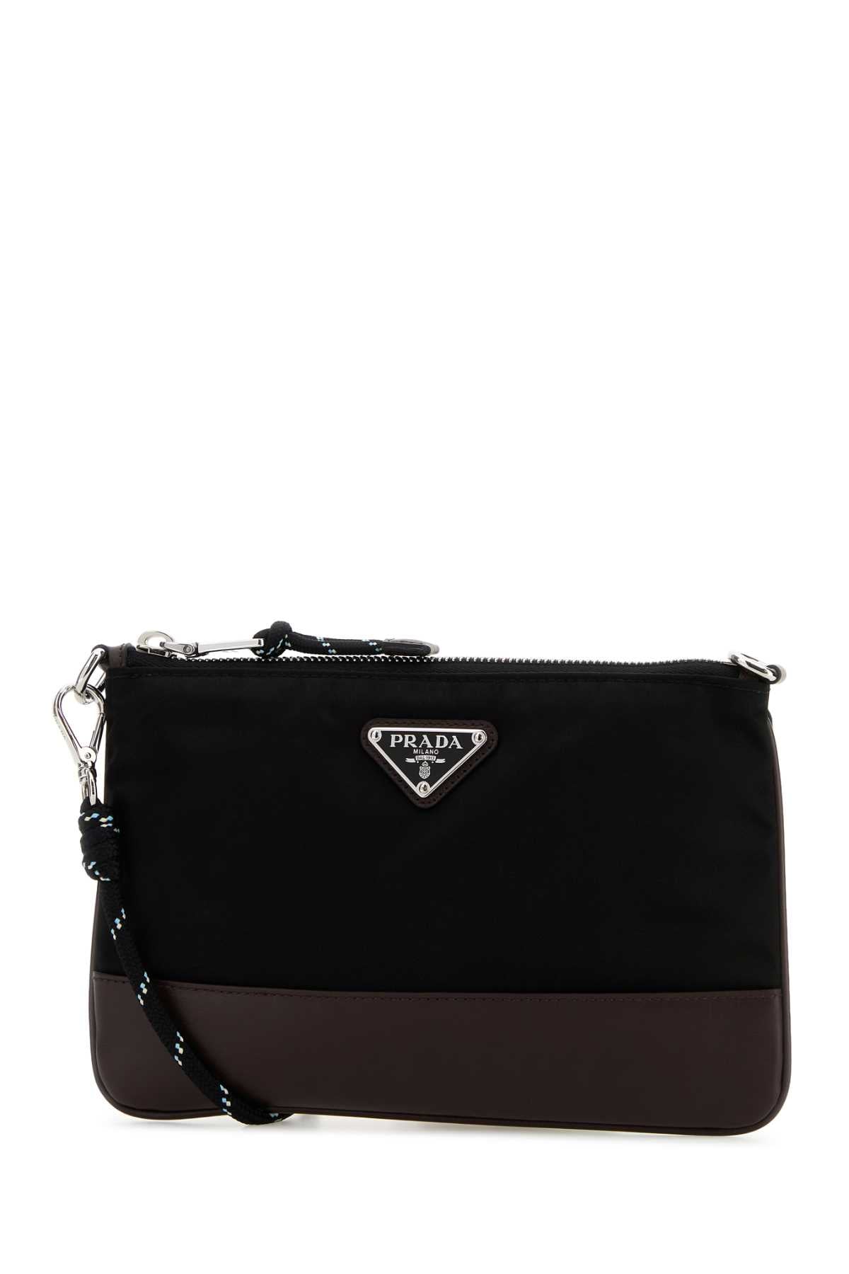 Prada Men Black Fabric Crossbody Bag