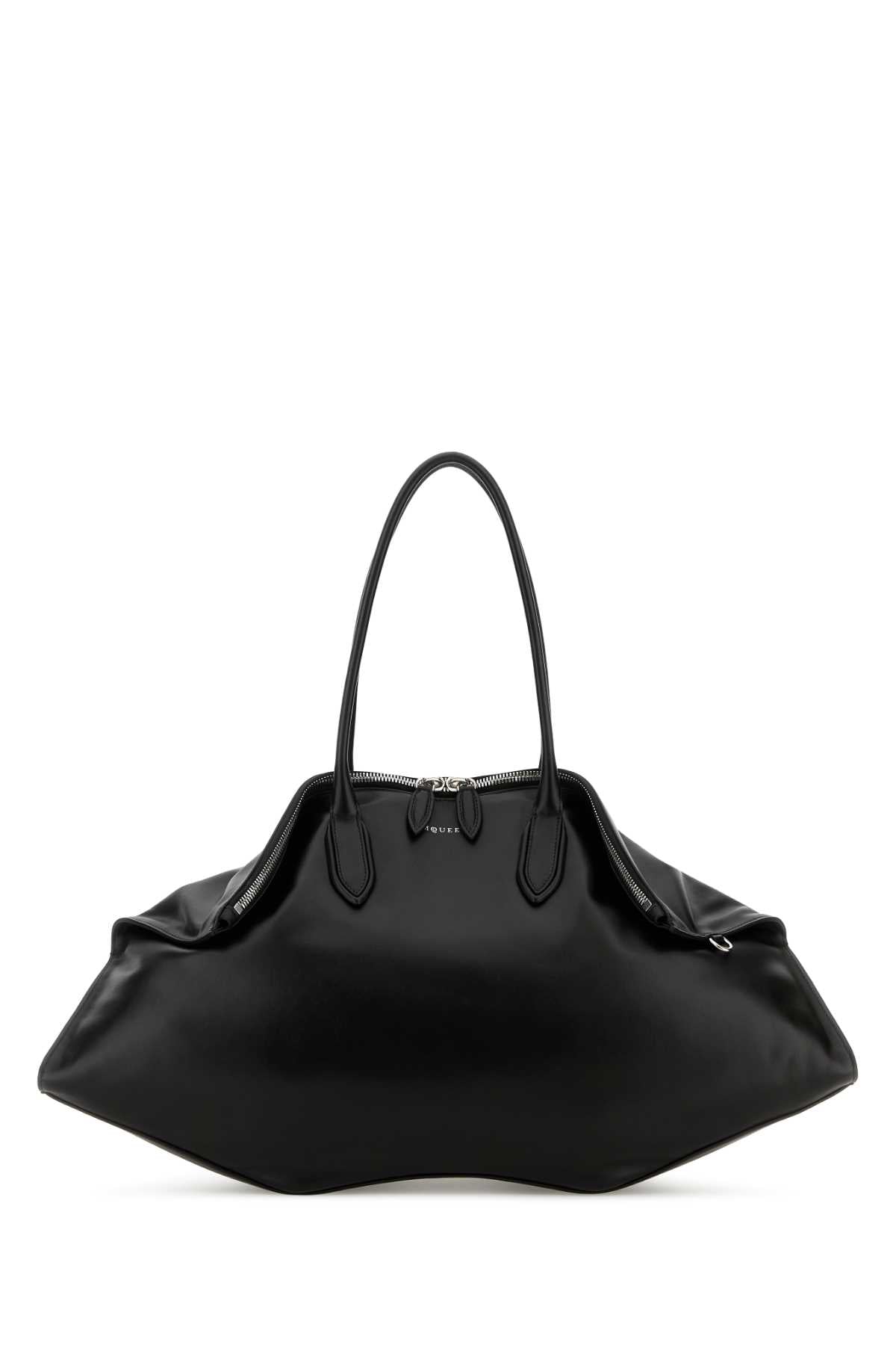 Alexander Mcqueen Women Black Leather Maxi Manta Shoulder Bag