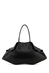 Alexander Mcqueen Women Black Leather Maxi Manta Shoulder Bag
