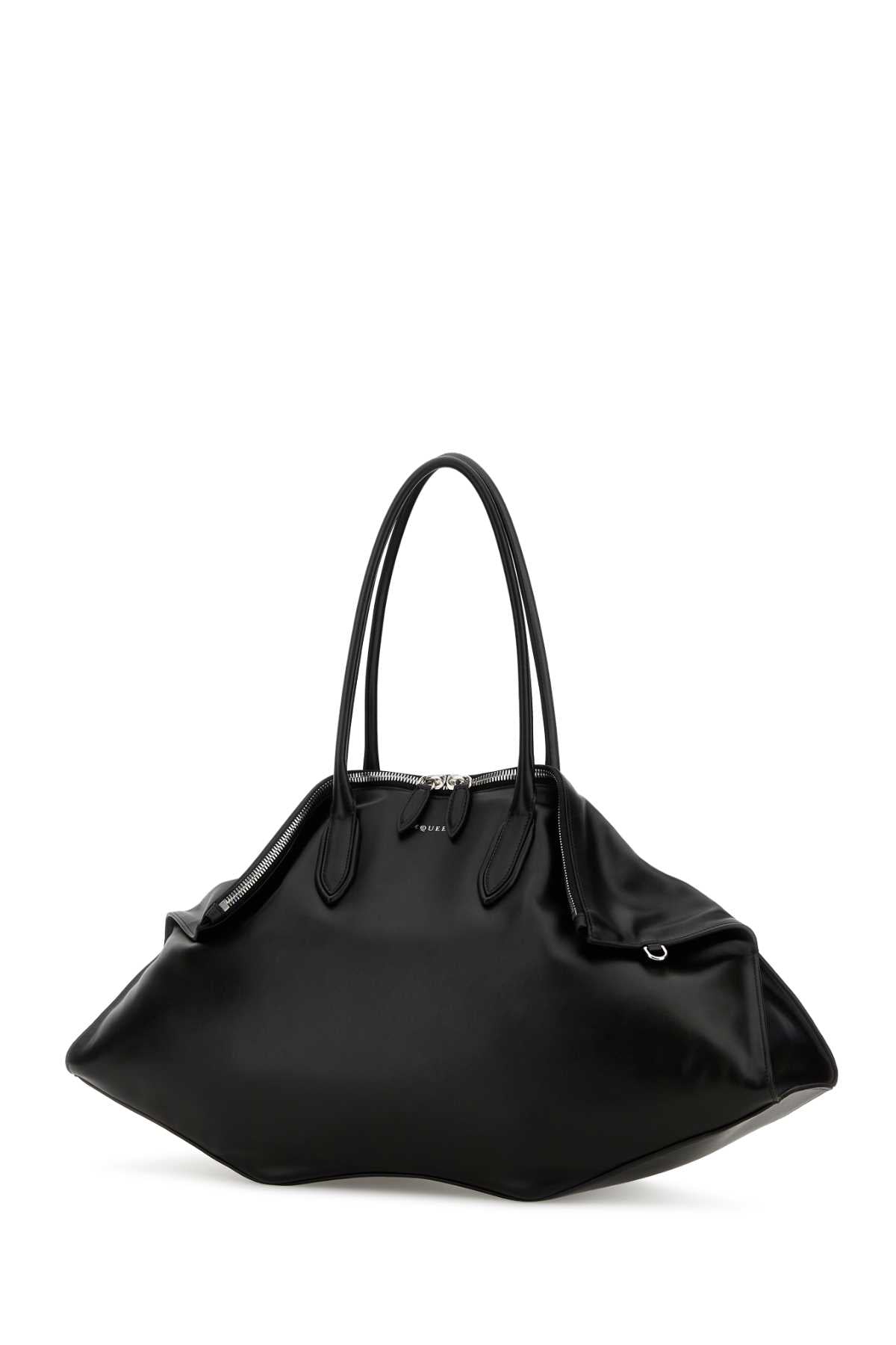 Alexander Mcqueen Women Black Leather Maxi Manta Shoulder Bag