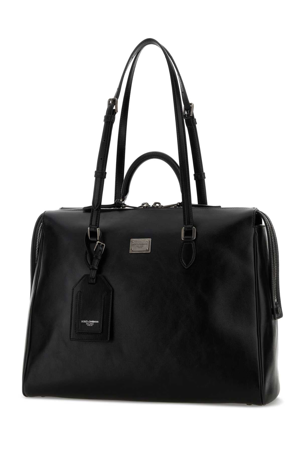 Dolce & Gabbana Men Black Leather Vittoria Shopping Bag