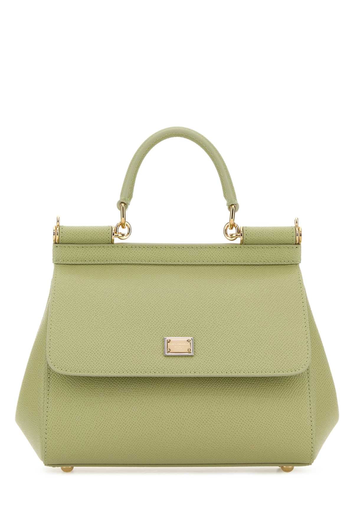DOLCE & GABBANA Dolce & Gabbana Women Pastel Green Leather Medium Sicily Handbag