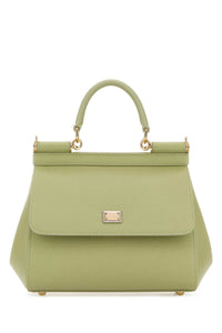 DOLCE & GABBANA Dolce & Gabbana Women Pastel Green Leather Medium Sicily Handbag