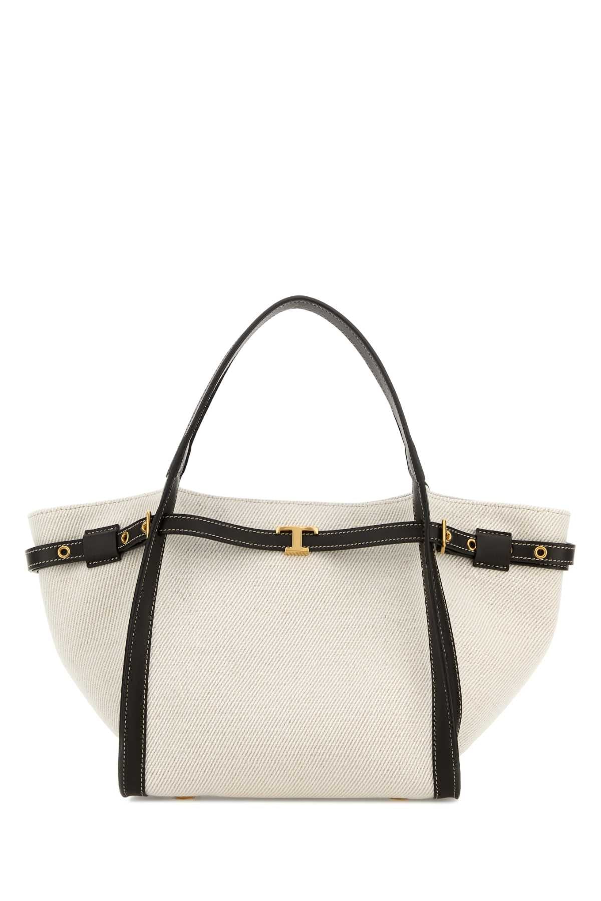 Tod's Women White Canvas Small Shopping Bag