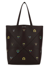 Loewe Men Chocolate Leather Puzzle Fold Large Shopping Bag