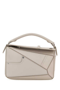 Loewe Women Light Grey Leather Small Puzzle Panta Handbag