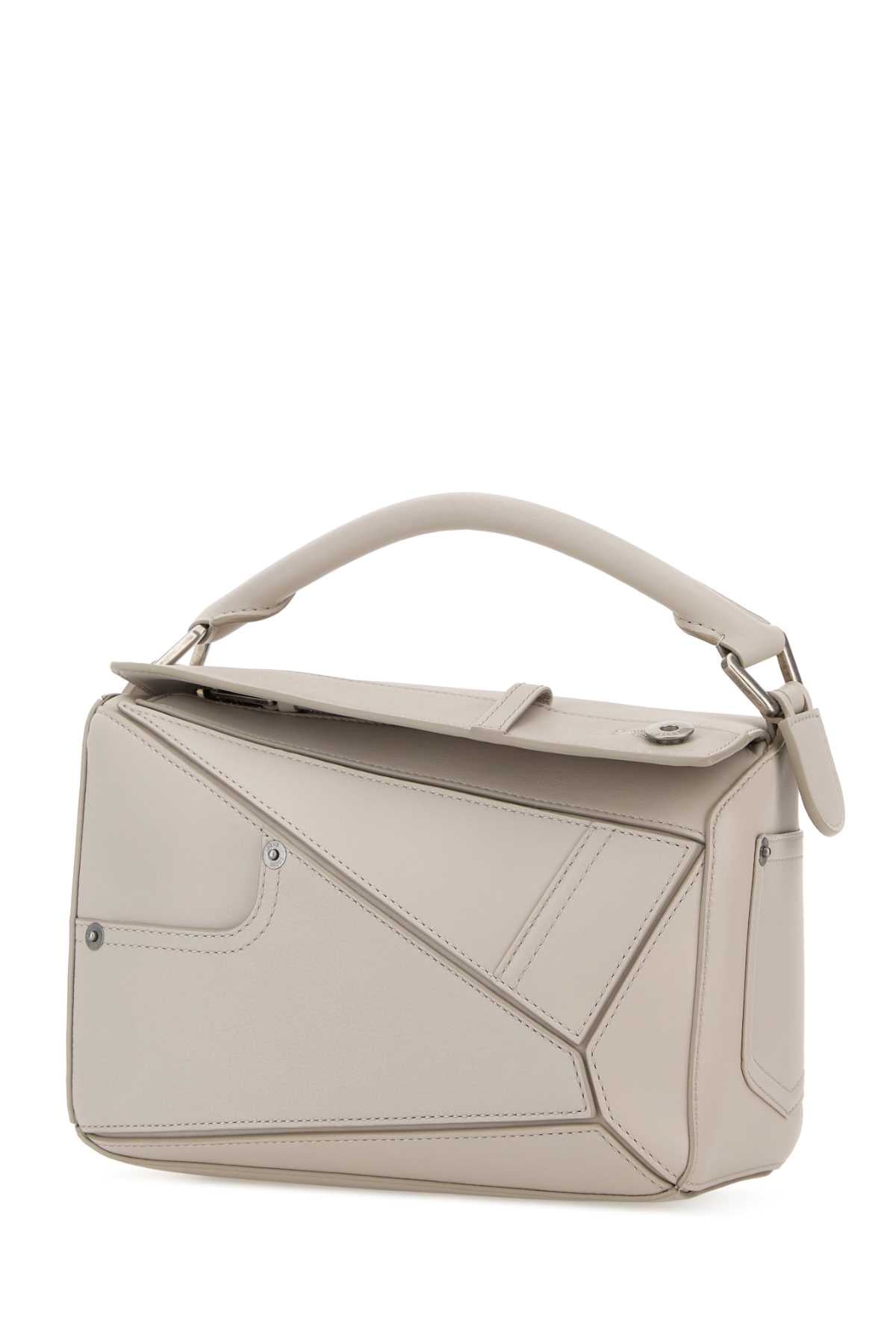 Loewe Women Light Grey Leather Small Puzzle Panta Handbag