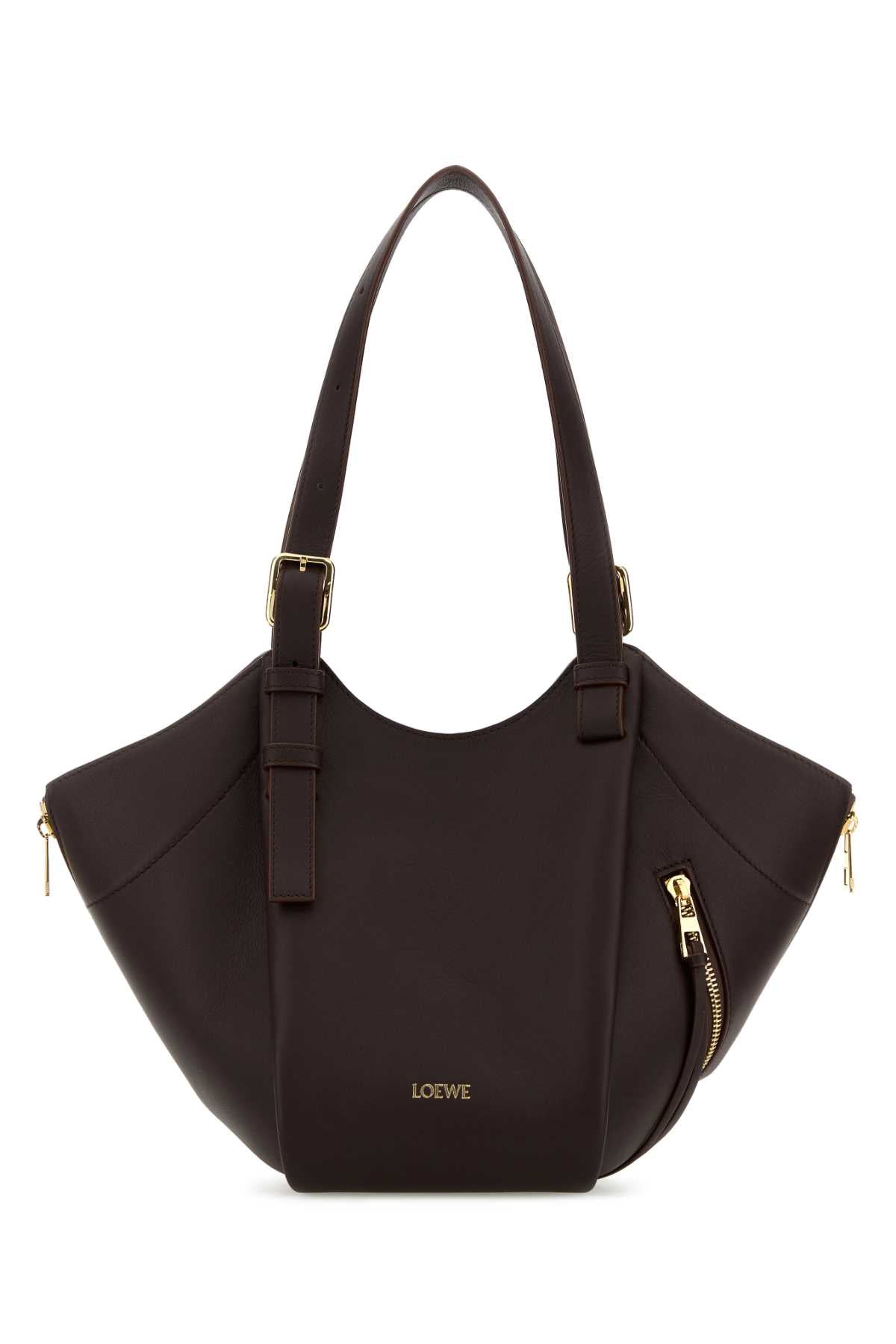 Loewe Women Chocolate Leather Hammock Flip Handbag