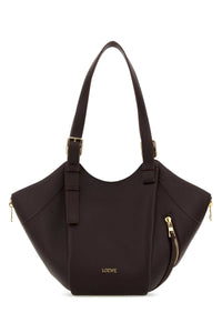 Loewe Women Chocolate Leather Hammock Flip Handbag