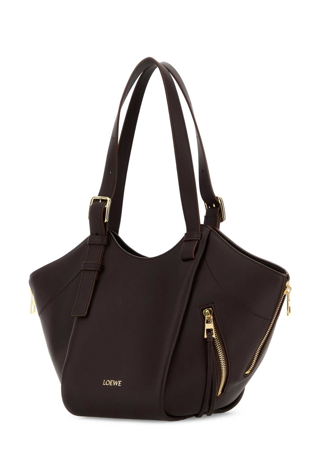 Loewe Women Chocolate Leather Hammock Flip Handbag