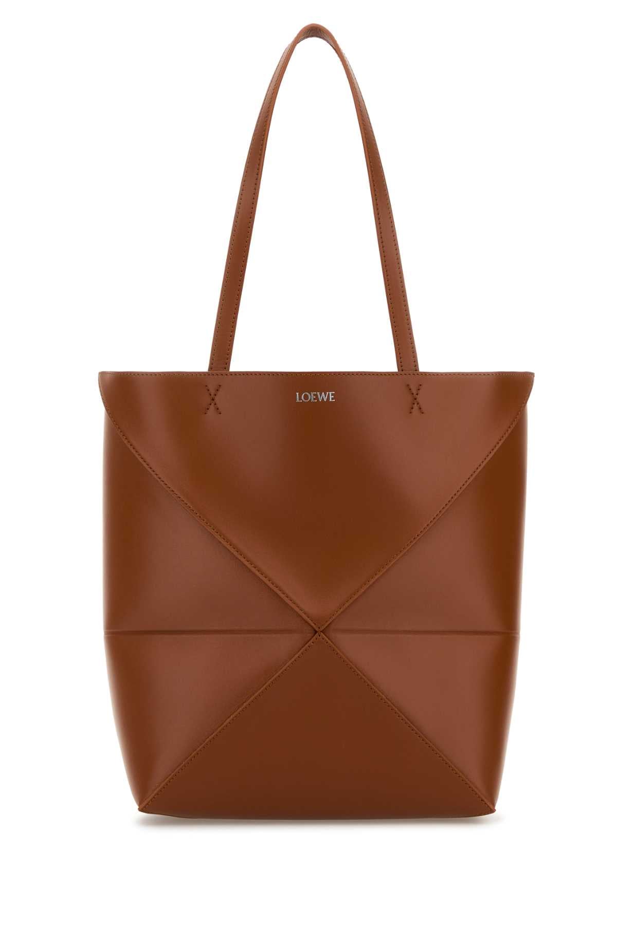 LOEWE Loewe Women Caramel Leather Medium Puzzle Fold Shopping Bag