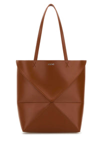 LOEWE Loewe Women Caramel Leather Medium Puzzle Fold Shopping Bag