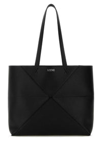 LOEWE Loewe Women Black Leather Medium Puzzle Fold Shopping Bag
