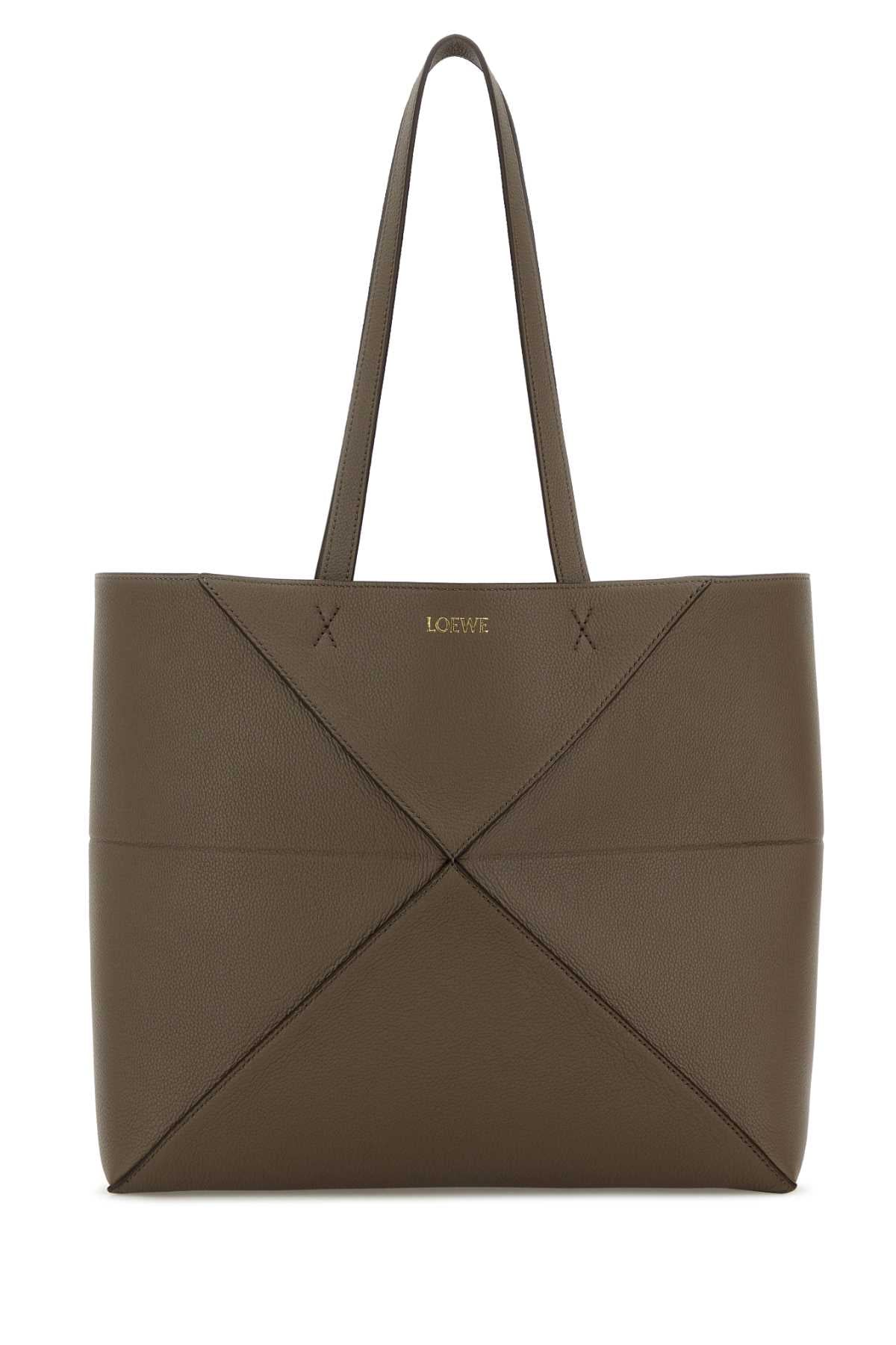 LOEWE Loewe Women Mud Leather Medium Puzzle Fold Shopping Bag