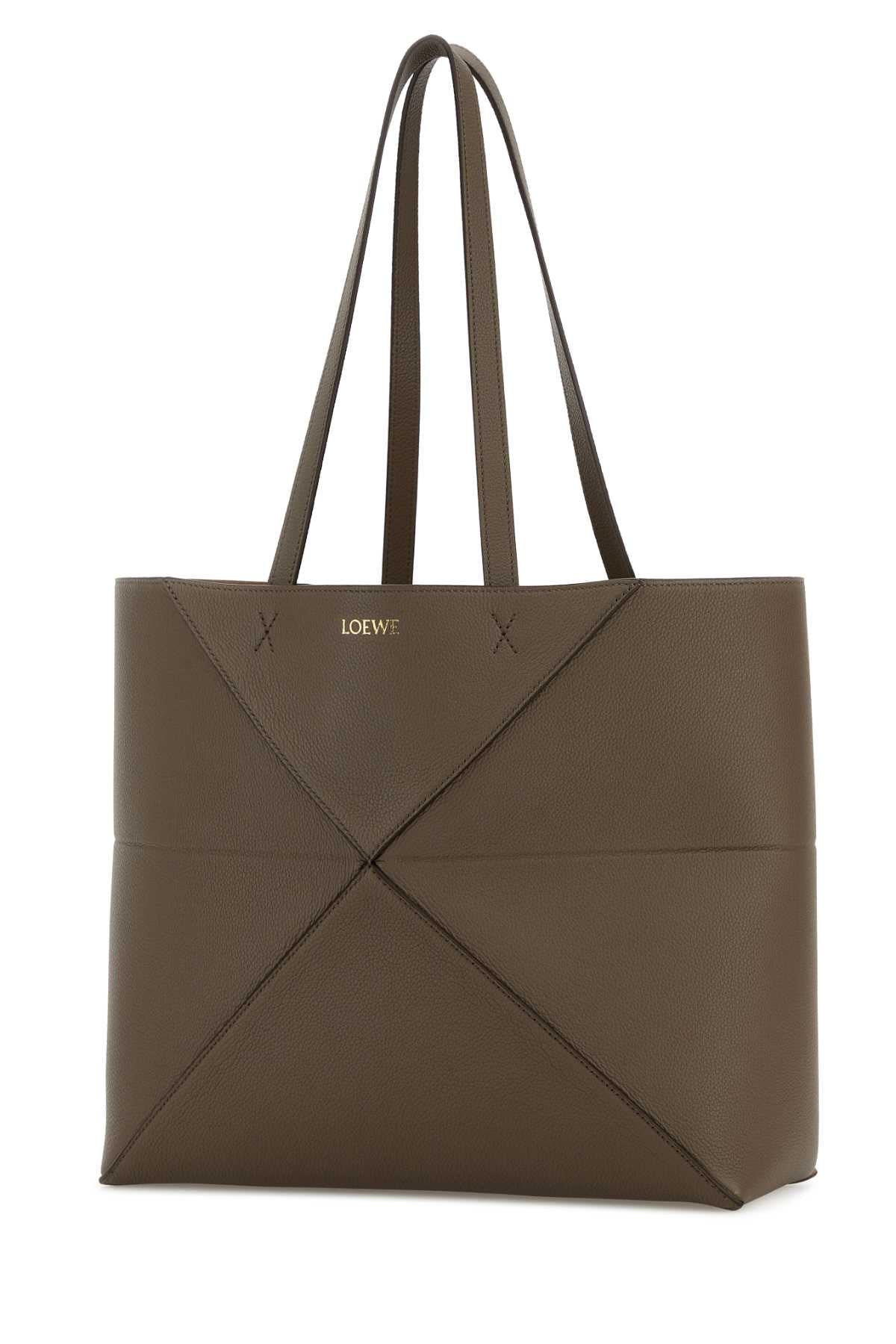 LOEWE Loewe Women Mud Leather Medium Puzzle Fold Shopping Bag