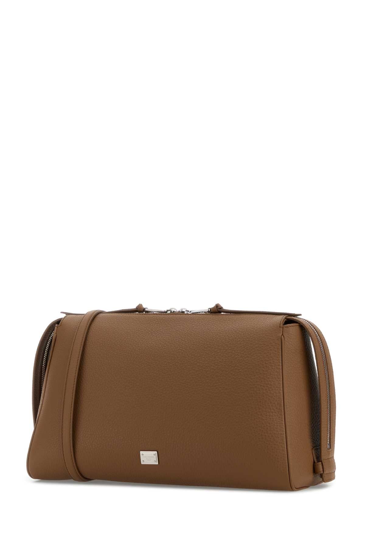 DOLCE & GABBANA Dolce & Gabbana Men Camel Leather Vittoria Handbag