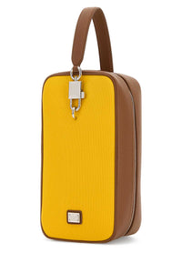 DOLCE & GABBANA Dolce & Gabbana Men Two-Tone Leather And Canvas Lock Handbag