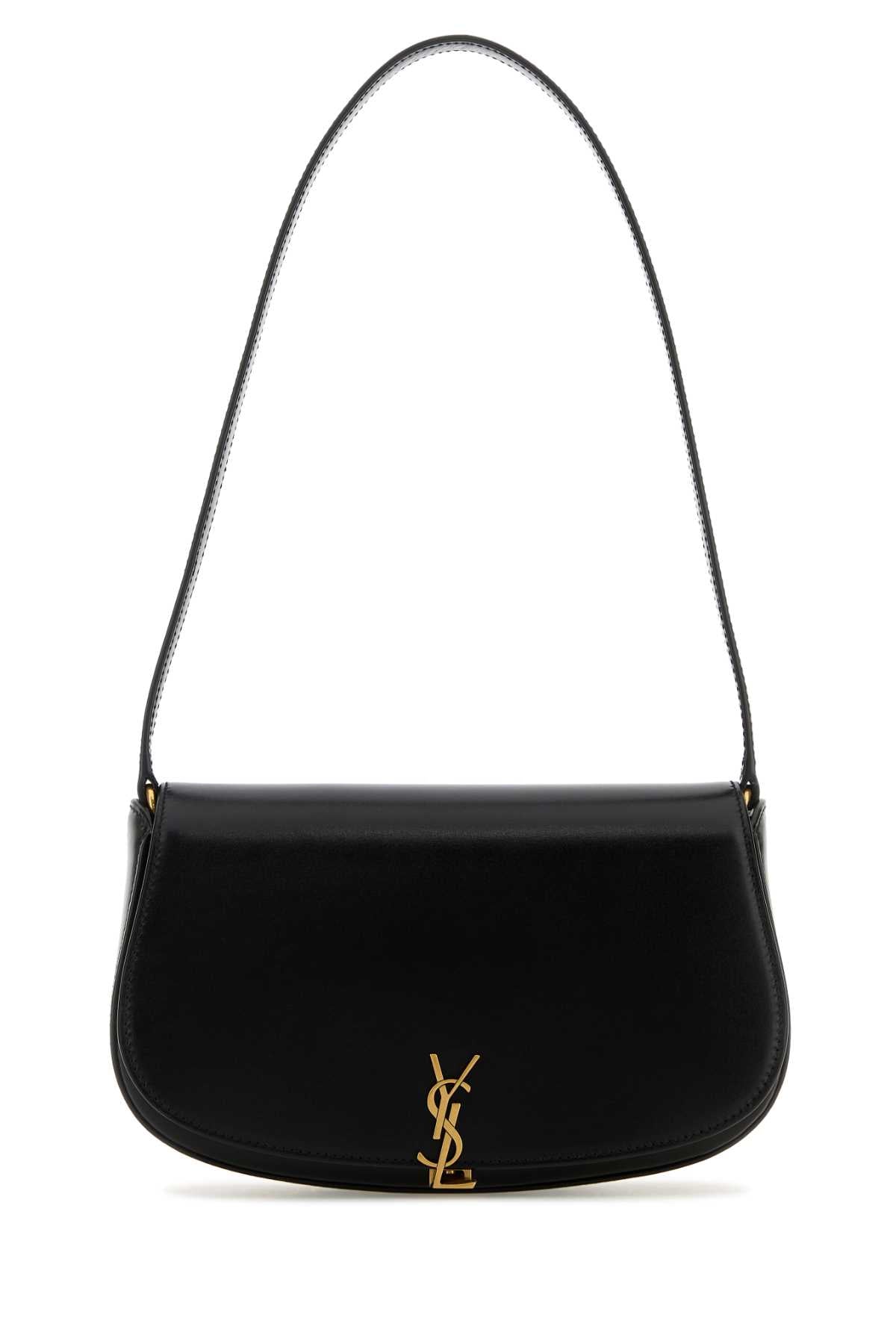 Saint Laurent Women Black Leather Demi Lune Shoulder Bag