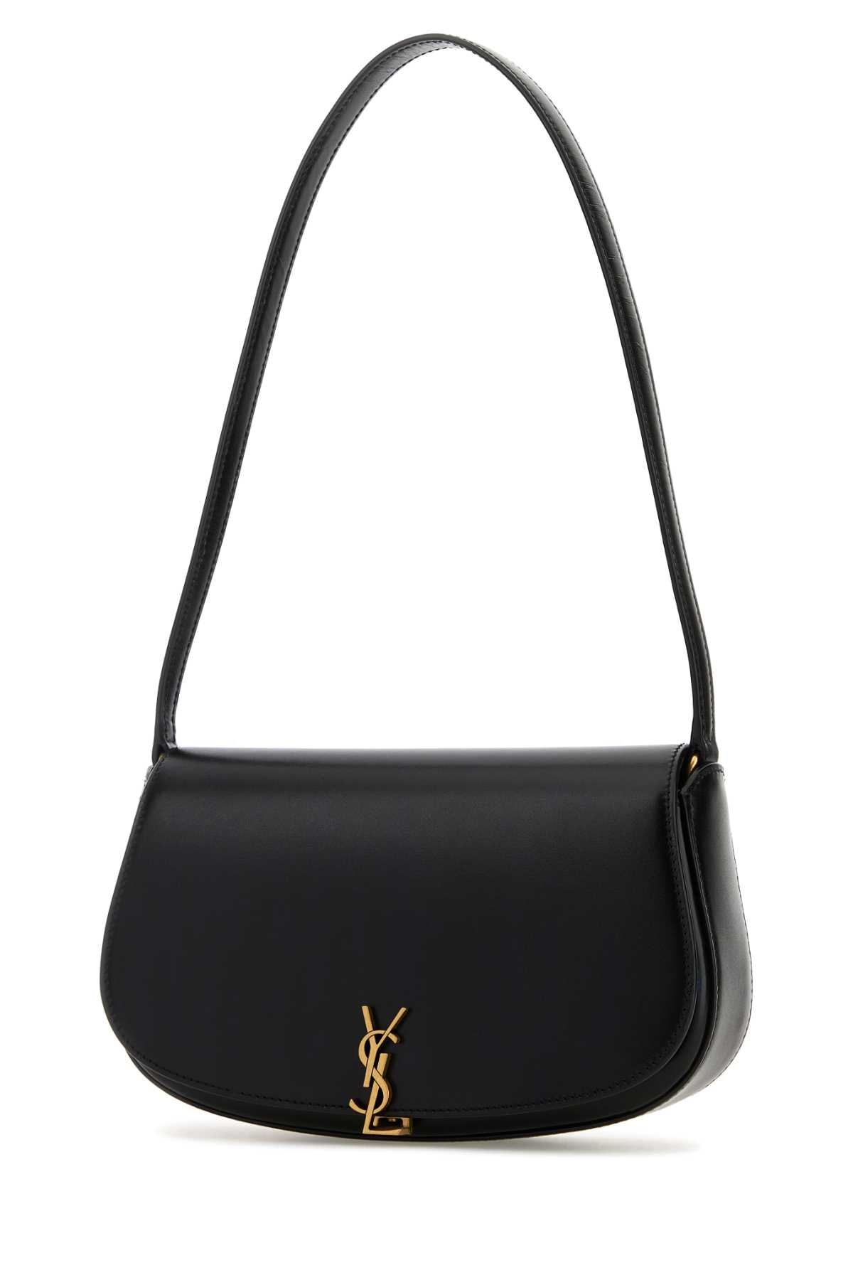 Saint Laurent Women Black Leather Demi Lune Shoulder Bag