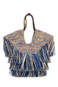 Zimmermann Women Blue Raffia Small Goldentime Shopping Bag
