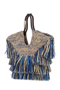 Zimmermann Women Blue Raffia Small Goldentime Shopping Bag