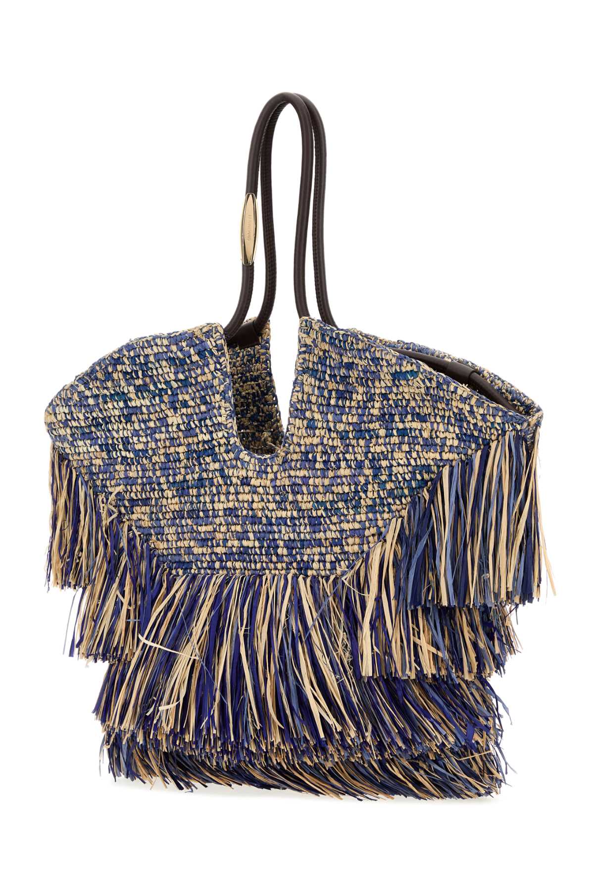 ZIMMERMANN Zimmermann Women Blue Raffia Medium Goldentime Shopping Bag