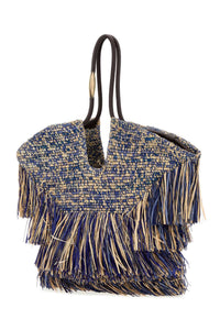 ZIMMERMANN Zimmermann Women Blue Raffia Medium Goldentime Shopping Bag