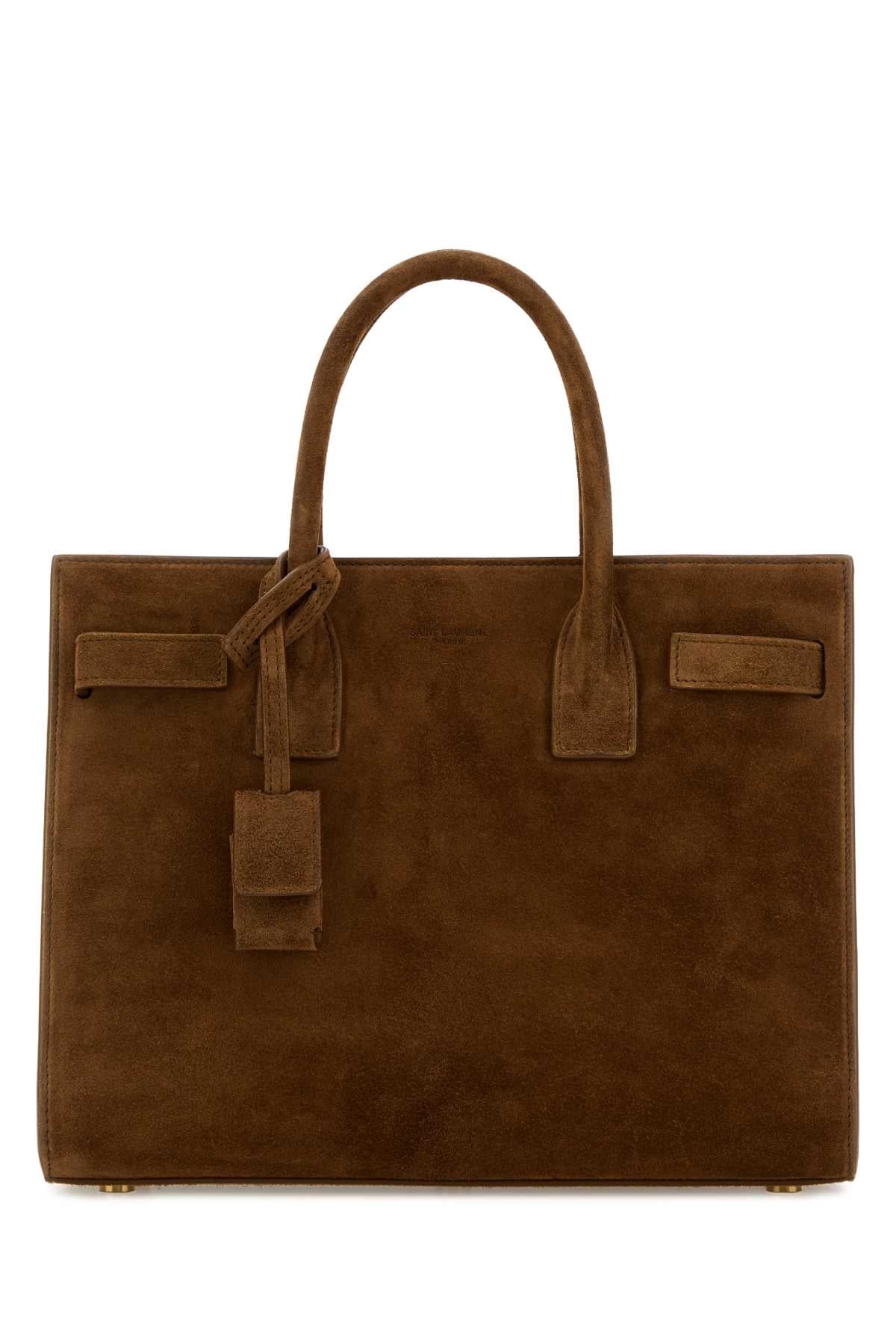 Saint Laurent Women Brown Suede Sac De Jour Handbag