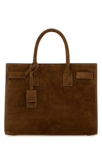 Saint Laurent Women Brown Suede Sac De Jour Handbag