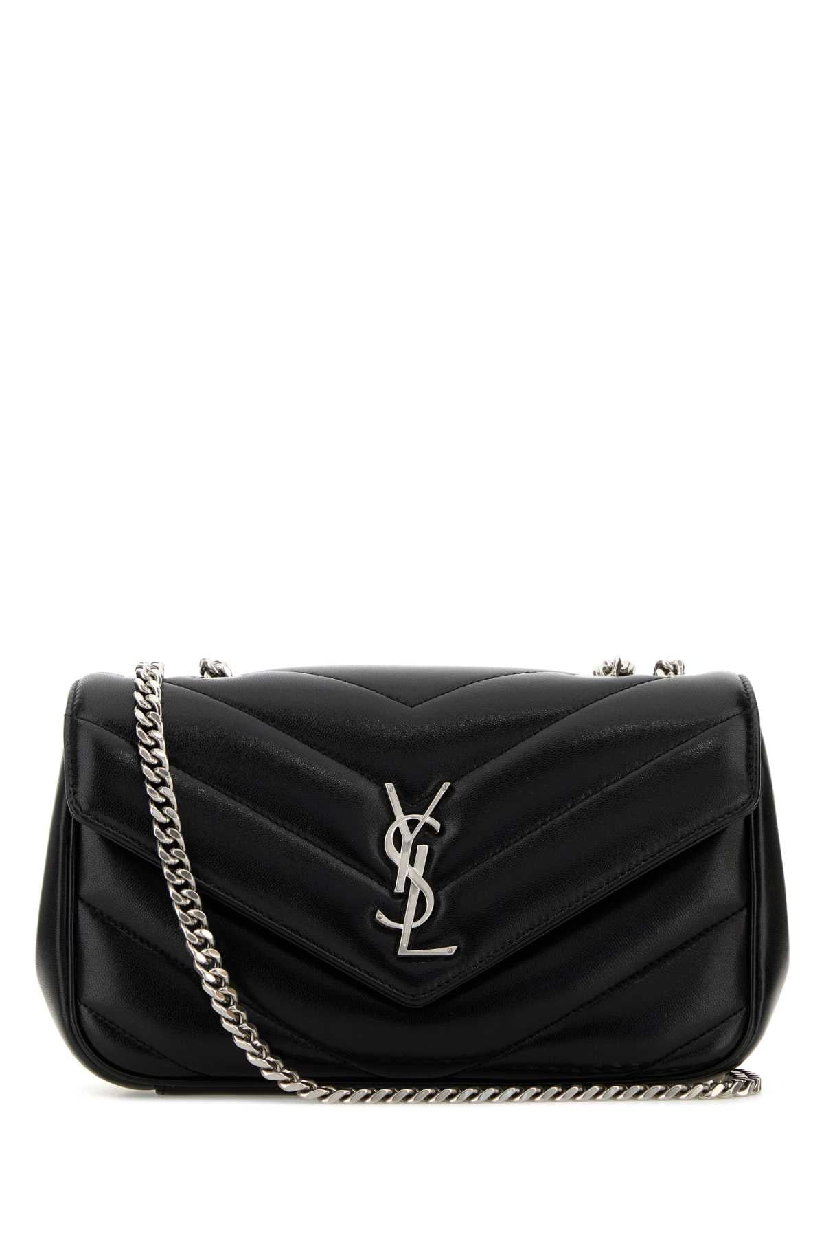 SAINT LAURENT Saint Laurent Women Black Leather Small Loulou Shoulder Bag