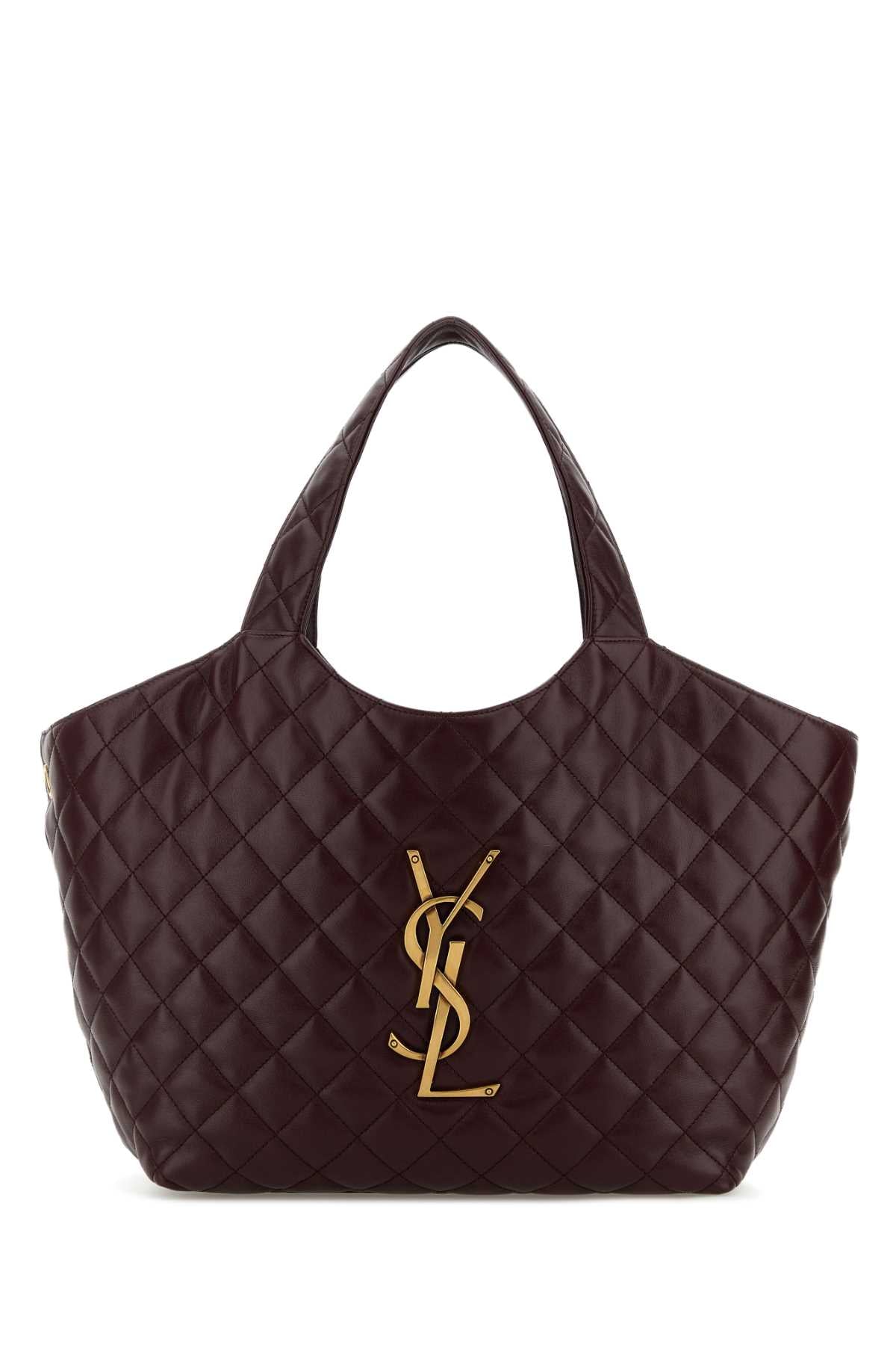 SAINT LAURENT Saint Laurent Women Burgundy Nappa Leather Medium Icare Shopping Bag