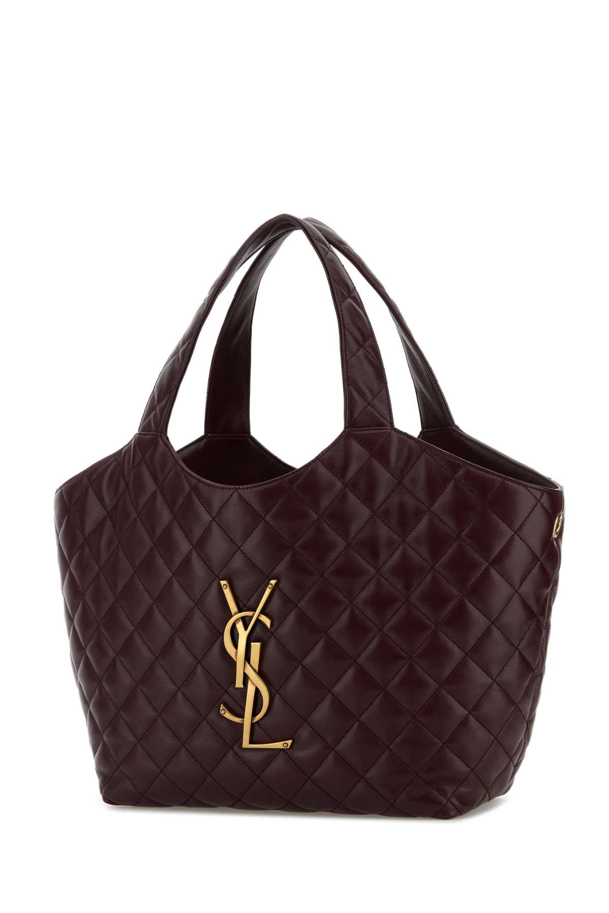 SAINT LAURENT Saint Laurent Women Burgundy Nappa Leather Medium Icare Shopping Bag