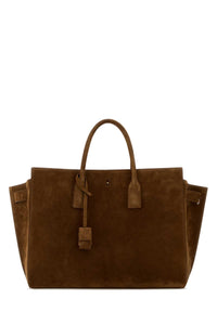 Saint Laurent Women Camel Suede Sac De Jour Shopping Bag