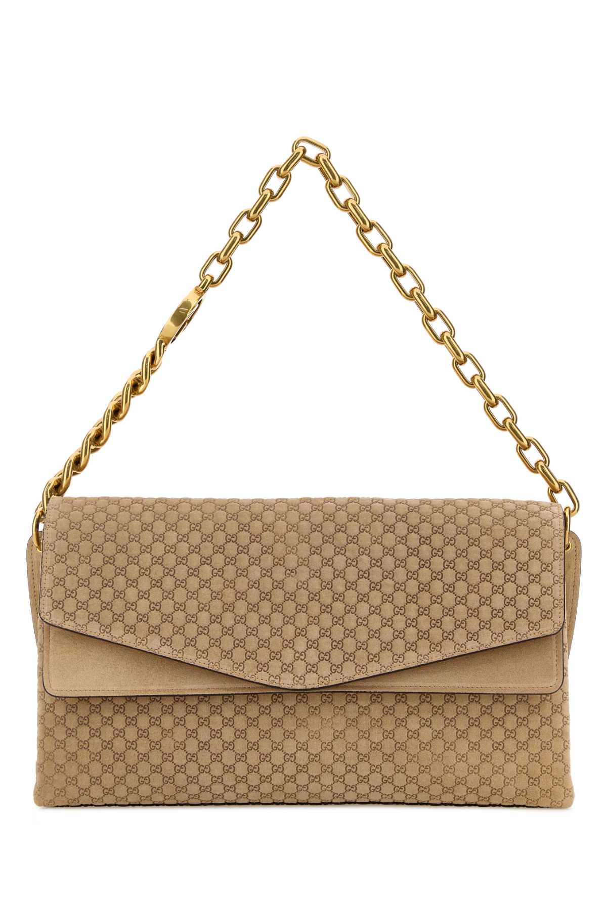 Gucci Women Beige Suede Large Shoulder Bag